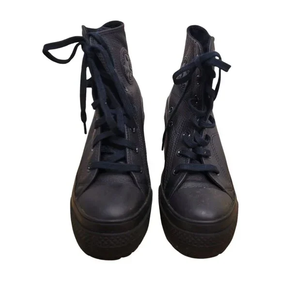 CONVERSE Chuck 70 De Luxe Leather Chunky Heel Lace Up Sneaker Boots Womens 6.5 - Picture 5 of 11